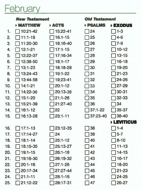 Bible Reading Chart 2019